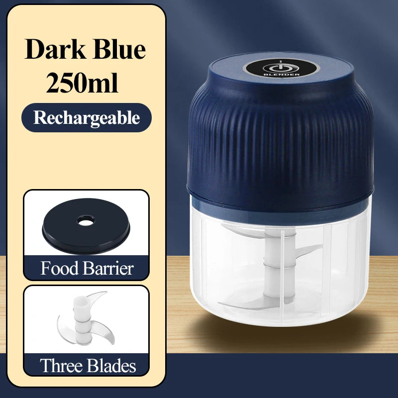 Dark Blue 250 ml rechargeable mini chopper