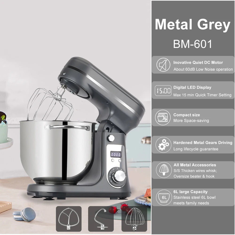 Grey 6 litre stand mixer