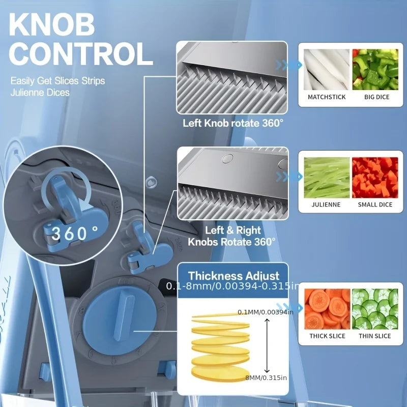 Safe vegetable slicer used for julienne and diced cuts