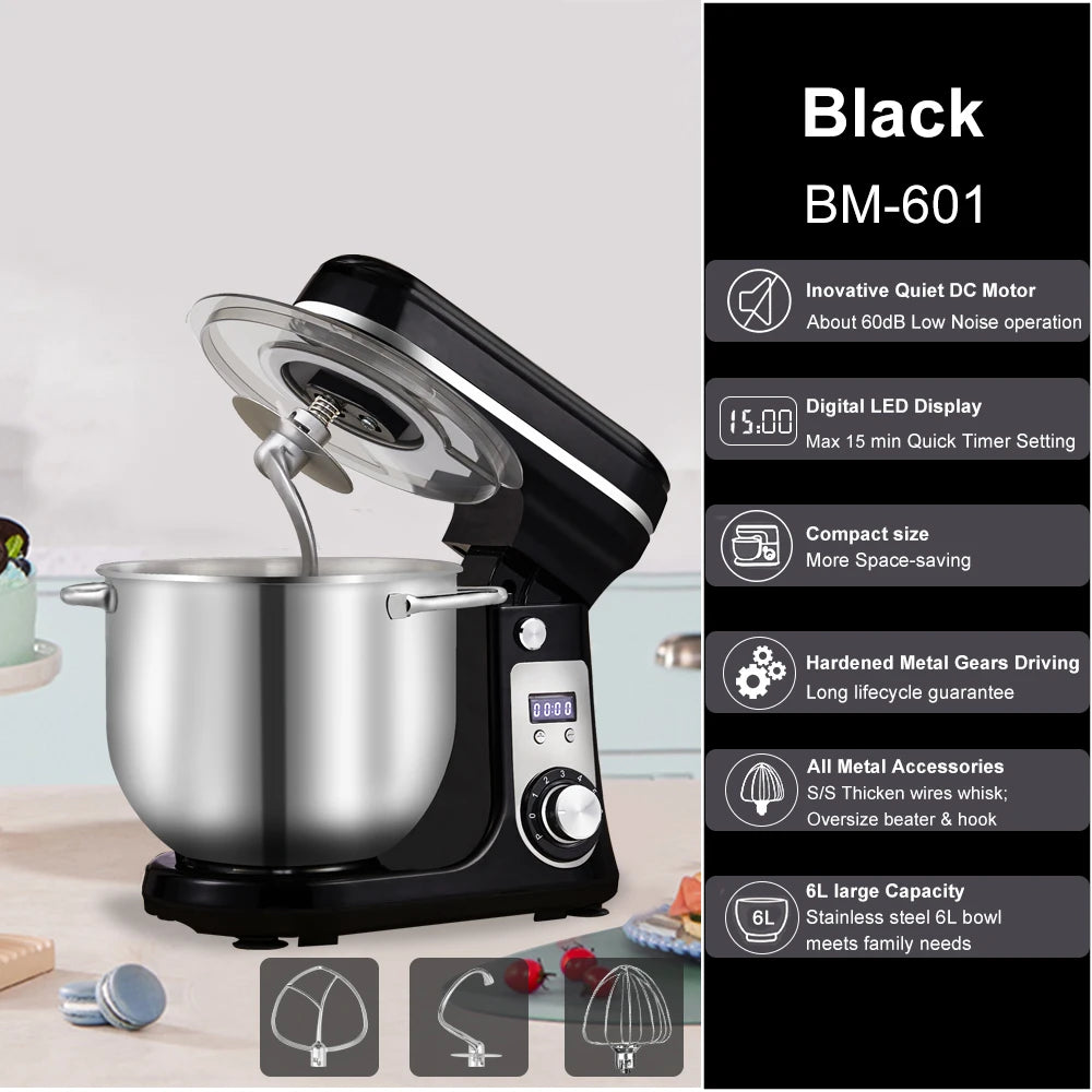 Black 6 litre stand mixer