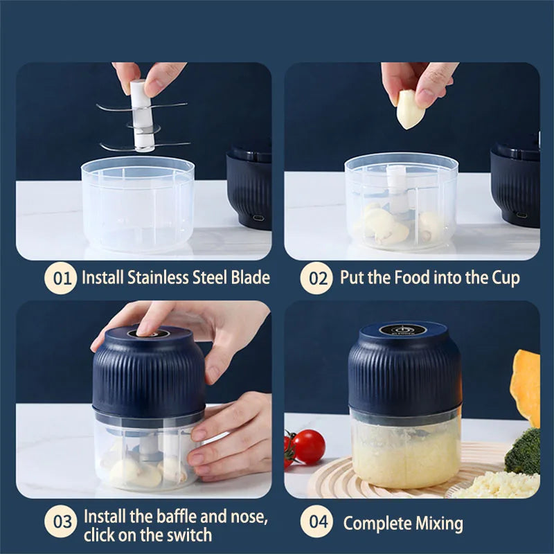 USB rechargeable mini chopper shown in use