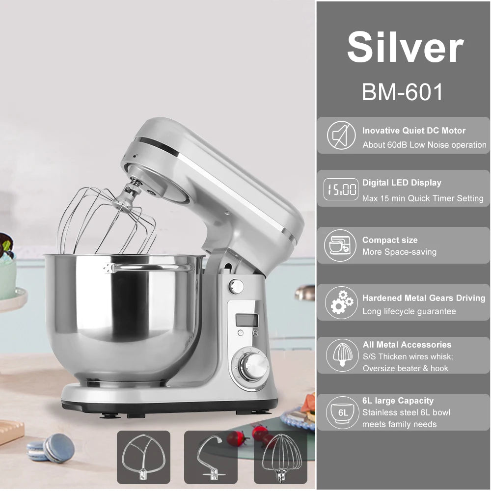 Silver 6 litre stand mixer
