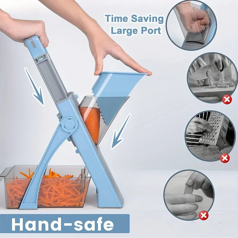 Vegetable slicer collection container and cleaning brush